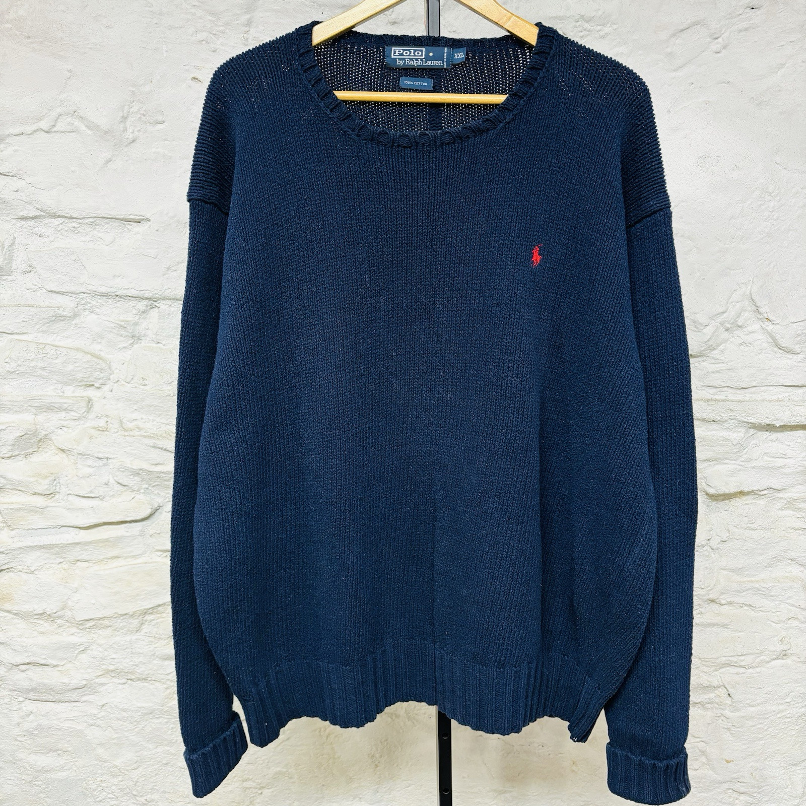 Polo Ralph Lauren Crewneck Sweater Mens XXL Blue Cotton Dad Grandpa Vintage