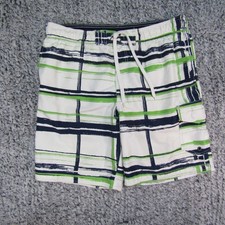 Sonoma Life Style Men's M Swim Trunks White/Navy/Green Pockets Full Mesh Lined