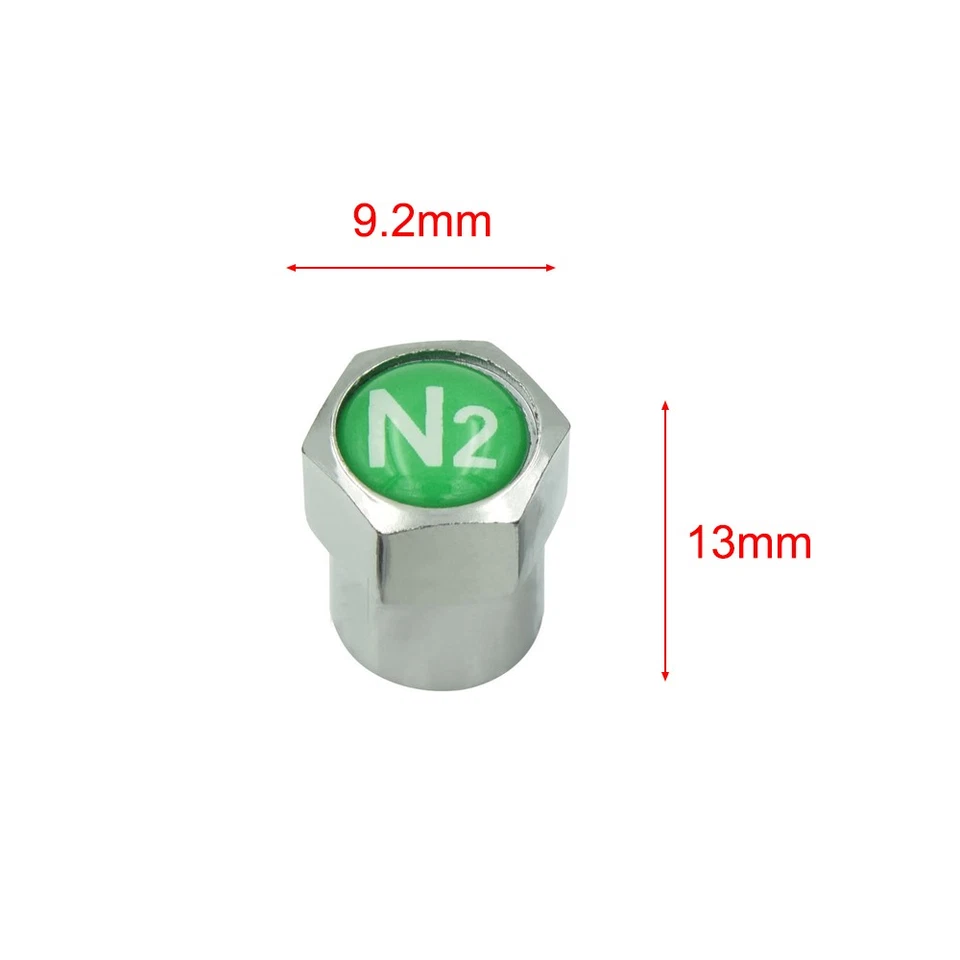 4x NITROGEN N2 Cubierta de tapa de vástago de válvula de neumático de rueda de coche Junta tórica cromada Sellada Foto 4 de 4