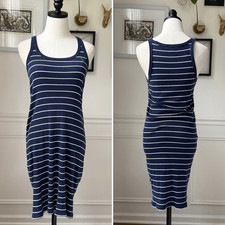 Ralph Lauren Navy Blue Striped Pima Cotton Knit Tank Dress M