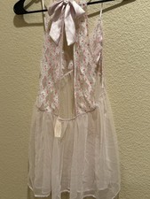 Victoria's Secret Sleepwear Women's Pink Mesh Babydoll Teddy Lace Nightie SzS