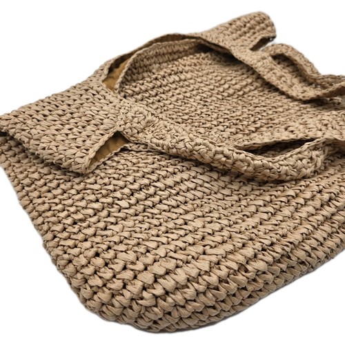 Woven Straw Large Tote Bag – Natural Raffia Style – Coastal Boho Market Bag - Picture 4 of 7
