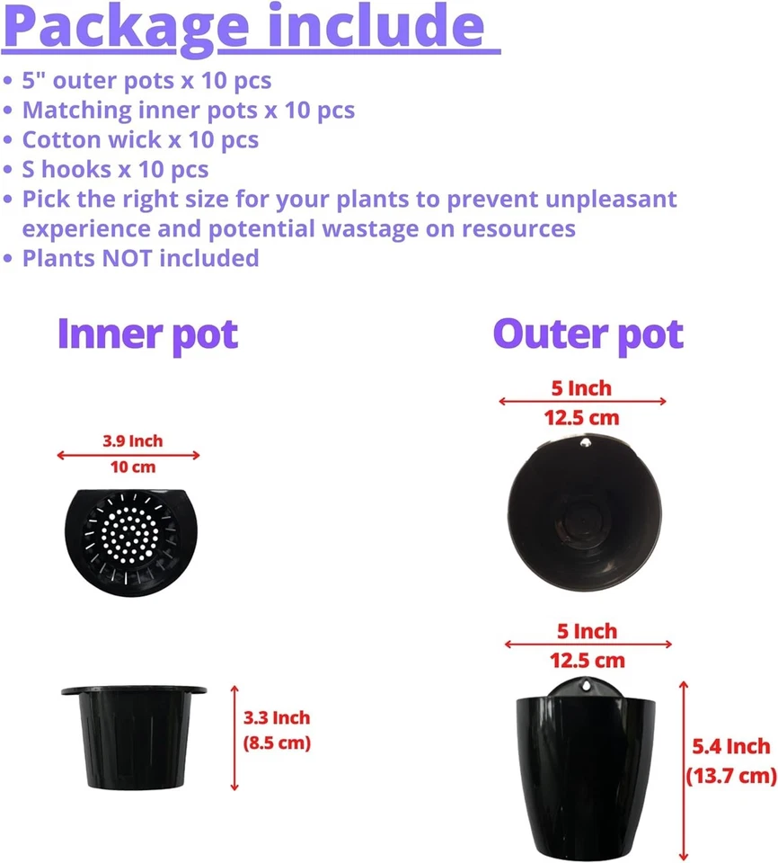 Macetas minimalistas montadas en la pared de 5 pulgadas - Solución de jardín interior con riego automático Foto 4 de 4