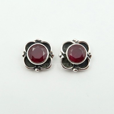 gr8onyou Genuine RUBY Stud Earrings in Fine Sterling Silver | With Certificate of Authenticity