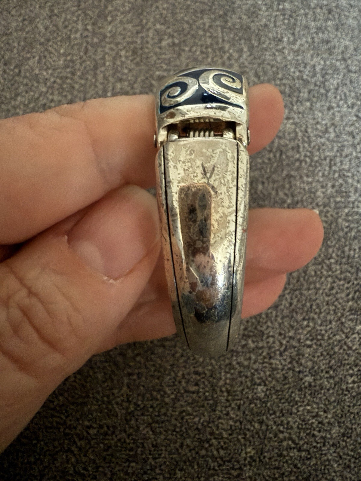 Brighton Hinged Cuff Bangle Bracelet Blue Swirls … - image 4