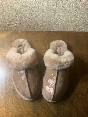 UGG Scuffette Floral Foil Slippers for Women - Size US 7- Brown -#5