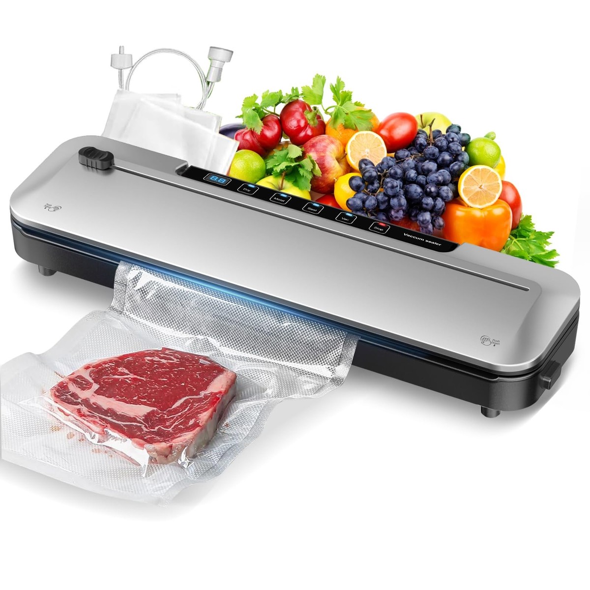 Vacuum Sealer for Food,75 Kpa Precision Suction Power 6-in-1 Food