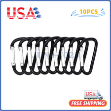 10 HIGH QUALITY BLACK COLOR 1.8" CARABINER SPRING BELT CLIP KEY CHAIN D CLIP