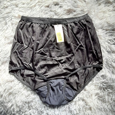 Shiny Nylon Cotillion Granny Panties Size 6 Black NWT Cotton Gusset