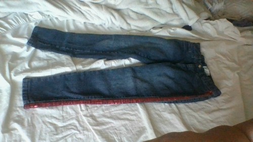 Piper Jeans Sz 12 Denim Pink Sequin Stripe Side/Gem Button/Embroidered Pckts WOW - Picture 3 of 24