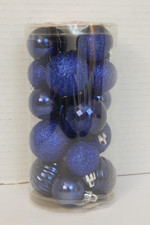 Holiday Time  Small Blue Shatterproof Ornaments  Lot of 20  Various Patterns