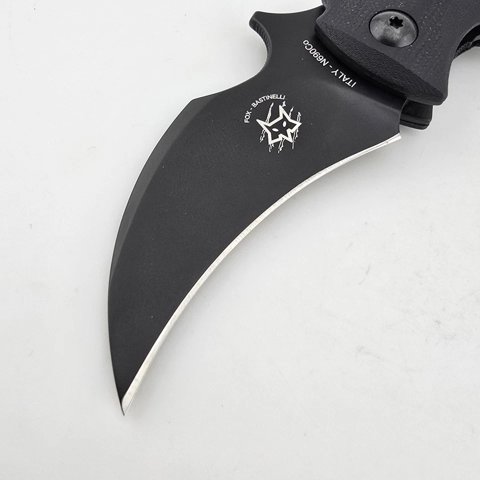 Fox Black Bird Karambit Folding Knife Black G10 2.25" DLC N690Co Blade FX591 - Image 4 of 4