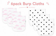 6-Pack Burp Cloths   Cotton, Soft, Large  Absorbent 3-Layer Towels for Newborn