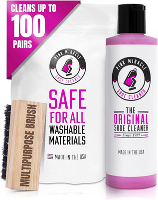 Pink Miracle Shoe Cleaner Kit with Bottle and Brush for Fabric Cleaner for Leath