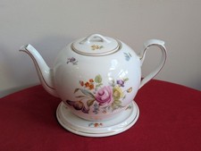 Vintage Diadem floral bone china teapot, with pot stand 