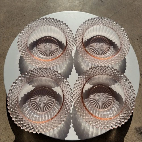 Vintage Miss America Pink Depression Glass Set Of 4 Cereal Bowls