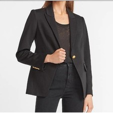 Express Black Tailored Single Button Career Professional Minimalist Blazer L