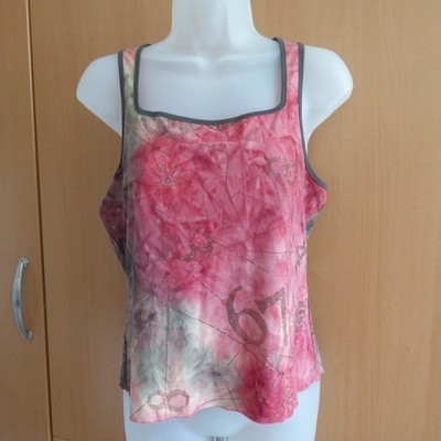 Elements by Taifun Ladies Sleeveless Graphic Printed Top Sheer Stretch UK 12