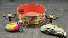 Vintage Toy Lot Germany Tin Car Japanese Wind Up Duck Daffy Duck Play Tin 98