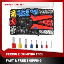 Ferrule Ratchet Crimper Plier Crimping Tool Cable Wire Terminals Kit 1200pcs