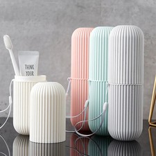 Portable Travel Toothbrush Holder with Vertical Stripe, PP Material, Compact 19.