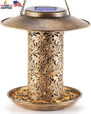 Solar Bird Feeder Hanging Outdoor Metal Wild Bird Feeder Heavy Duty