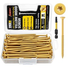 VKKM Yellow Torx Wood Screws, Star Drive Self-Tapping with Free Bit