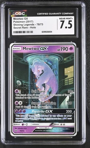 CGC 7.5 Mewtwo GX 78/73 Shining Legends Secret Rare Holo Pokemon Card