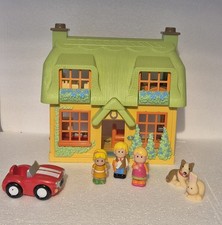 ELC Happyland Rose Cottage With Lights & Sounds, A Family & Pet Dog And Rabbit.