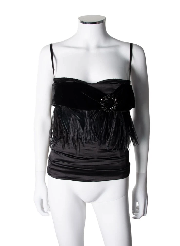 复古 Dolce & Gabbana D&G 2000s 羽毛装饰紧身胸衣 IT 46 RPR 2000$ — 第 3/4 张图片