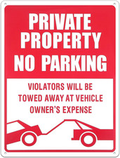 1 Pcs No Parking Sign, 14 X 10 Inches Reflective Private Property Sign Violators