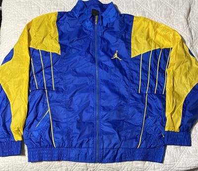 Nike Jordan 5 Laney Jacket Men s Sz XL Full Zip Blue Yellow Windbreaker
