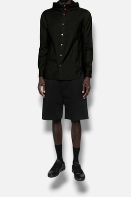 Kiton Men Black Mariano Hooded Button-Down Shirt Size:41