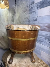 Vintage Barrel Sewing Stool Footstool Ottoman Storage  Western Seat