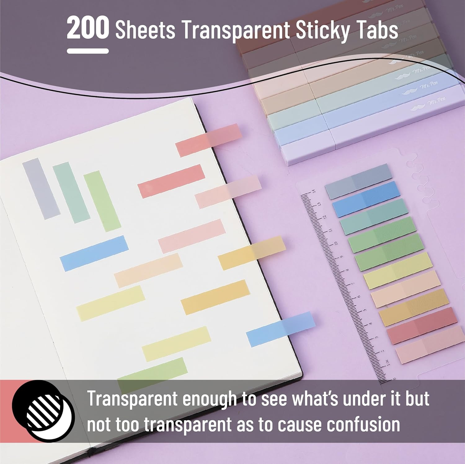 Aesthetic 16 Pack Colored Gel Pens & 200 Sheets Sticky Tabs - No Bleed Highlight