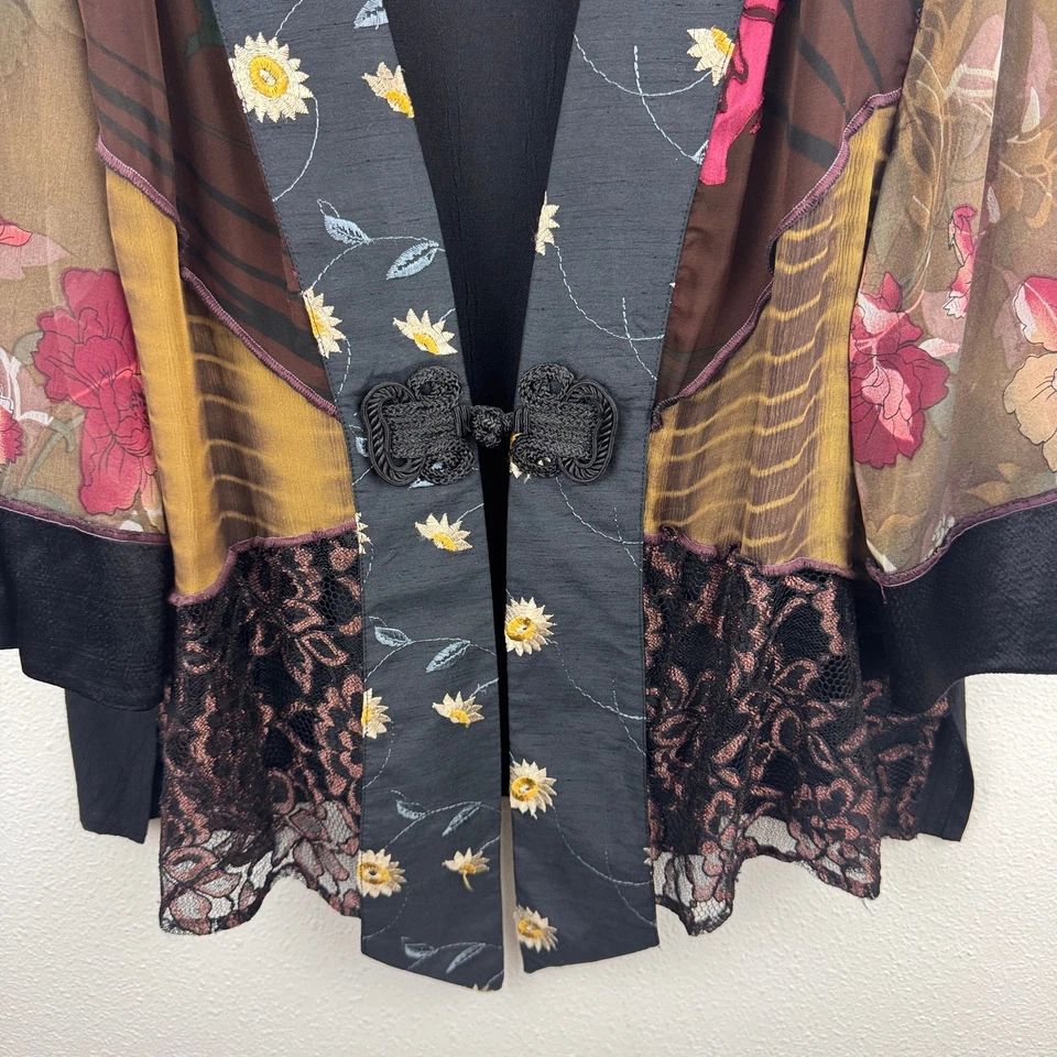 Chaqueta Kimono De Colección Spencer Alexis Patchwork 1X Y2K Arte Funky Foto 3 de 4