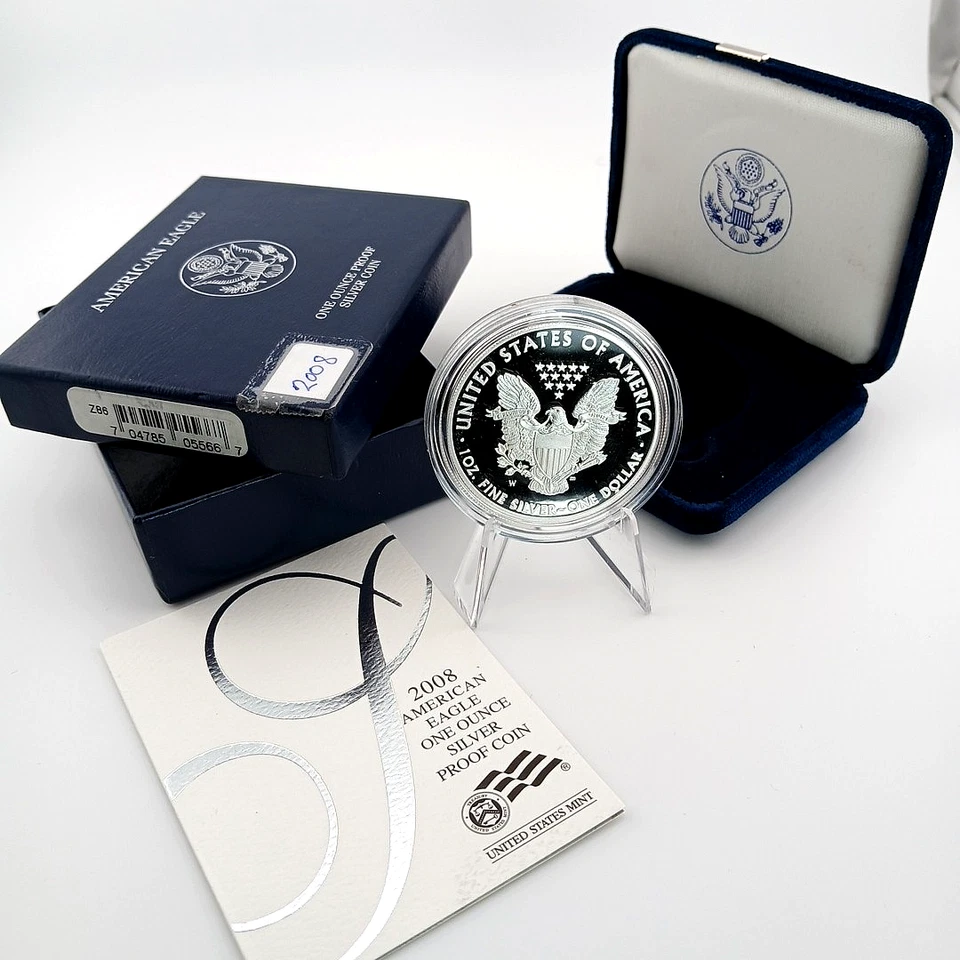 2008 W American Silver Eagle Type-1 1oz .999 Fine Silver Box & COA - Image 2 of 4