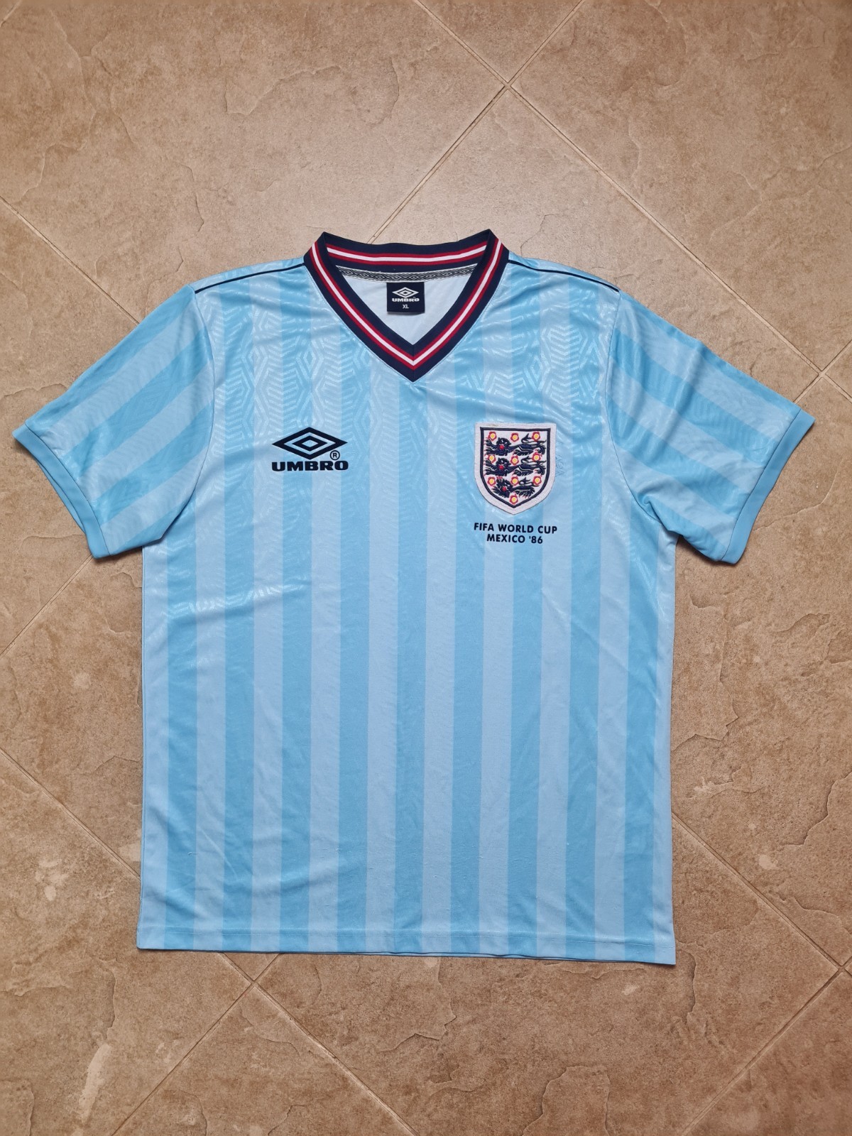 England 1986 Retro Third Football Shirt Mexico '86 World Cup Blue Jersey Umbro