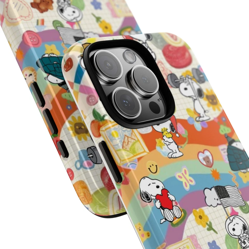 Linda funda de teléfono Snoopy Rainbow para iPhone 11-17 Pro Max Samsung Google Pixel Foto 2 de 4