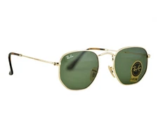 Ray-Ban RB3548N Hexagonal Flat Gold Frame Green Classic Lenses 51mm Unisex