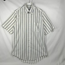 Vintage Manhattan Made in USA Striped Short Sleeve Button Down Shirt   Size M/L