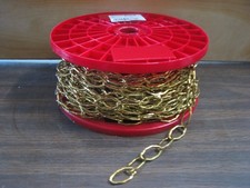 ROLL CATHEDRAL CHAIN, BRASS COATED, DECORATIVE,LAMP, CRAFT,LIGHT FIXTURE 98 FT