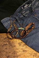 SET of 3 boho leather/bead bracelet adjustable cuff wristband fashion jewelry