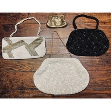 Lot of 4 Vintage beaded sequined evening bags / handbags / coin purse