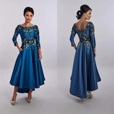Elegant High Low Mother of The Bride Dresses Tea Length Satin WeddingGuest Dress