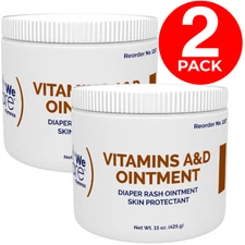 Dynarex Vitamins A&D Diaper Rash Ointment Skin Protectant 2 Pack 15oz Jars