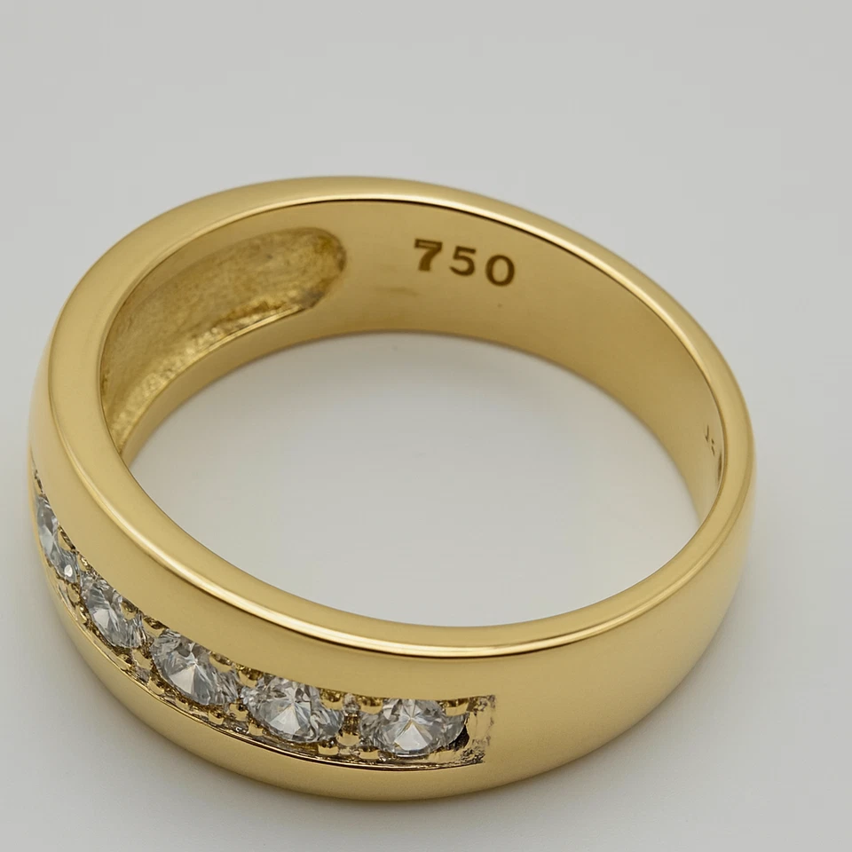 Herrenring 750 Gelbgold 18K Brillant Ring 1,00ct Diamant Bandring Gr 65 Massiv - Bild 4 von 4
