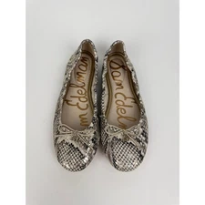 Sam Edelman Women  Size 6.5 Snake Print Ballet Flats Slip On Bow Detail Shoes