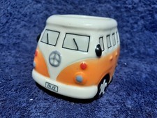 Vintage Retro China Ceramic VW CAMPER Egg Cup Orange Rare 1980,s Volkswagen DB 