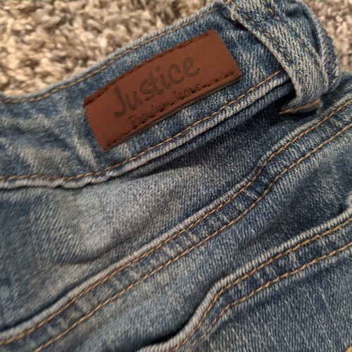 Justice Premium Jeans Blue Denim Shorts Girls 10 S Slim Rolled Cuff - Picture 5 of 5